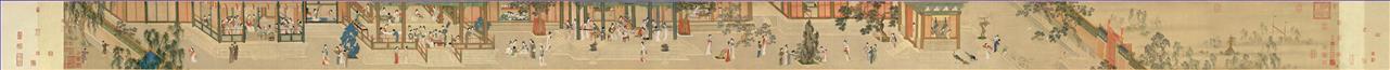 Matin de printemps dans le Palais de Han Dynastie chou Ying vieille Chine à l’encre Peintures à l'huile